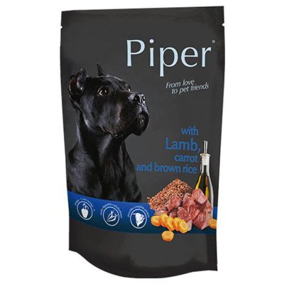 Πλήρης υγρή τροφή από την Piper σε φακελάκι για ενήλικους σκύλους με Αρνί, Καρότο & Καστανό ρύζι.Διατίθεται σε συσκευασία φακελάκι των 150gr & 500gr.