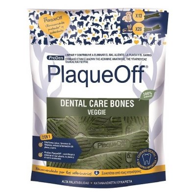 Τα ProDen PlaqueOff® Dental Bones συμβάλουν στην πρόληψη του σχηματισμού της πλάκας. Το μοναδικό τους σχήμα και η λειαντική τους δράση βοηθάει στην απομάκρυνση της πλάκας, της πέτρας χαρίζοντας ταυτόχρονα δροσερή αναπνοή.