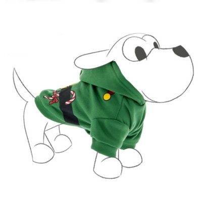 Πουλόβερ σκύλου, στολή Βοηθός του Άγιου Βασίλη. Από την Ferribiella. Μαλακό πουλόβερ με εσωτερικό φλας, σε πράσινο χρωμα