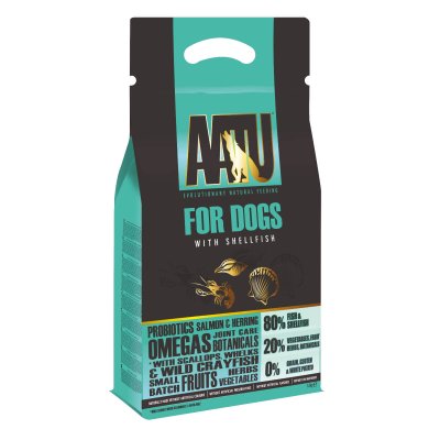 AATU, Πλήρης τροφή χωρίς σιτηρά για ενήλικους σκύλους με Ψάρια και Οστρακοειδή.Παρασκευάζεται από φρέσκο κρέας χωρίς συντηρητικά, περιέχει ένα μοναδικό συνδυασμό από 8 φρούτα, 8 λαχανικά και 8 βότανα για την ισορροπημένη διατροφή.