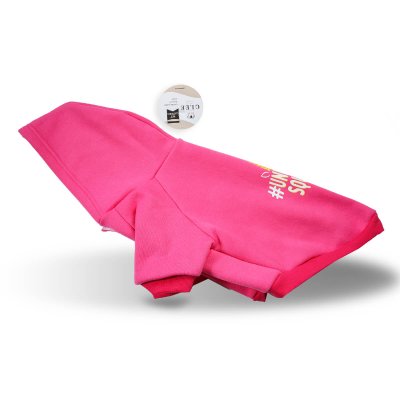 Μπλουζάκι, φούτερ Σκύλου με κουκούλα  από την εταιρεία Glee, ροζ χρώμα με στάμπα που εμφανίζεται στην ράχη του Σκύλου Unicorn
