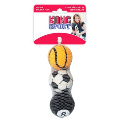 Sport balls απο την Kong συνδυάζει το κλασικό παιχνίδι σκύλων το πετάτε και το κυνηγά ο σκύλος. Για ενθουσιώδεις και αθλητικούς σκύλους.  Μεγέθη: Medium Συσκευασία με 3 τεμάχια