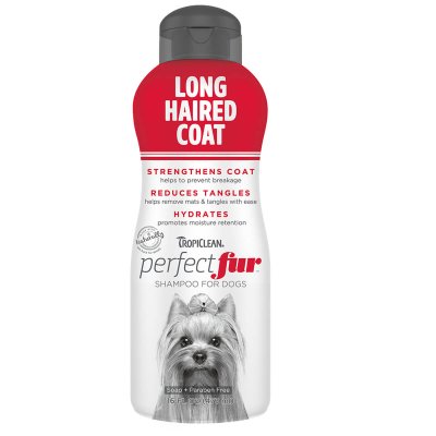 Σαμπουάν απο την εταιρεία Tropiclean / Long Haired Coat Shampoo 473ml Είναι ειδικά σχεδιασμένο για σκύλους με υπέροχo μακρύ τρίχωμα.Κατάλληλο για φυλές όπως Lhasa Apsos, Yorkshire Terriers, Maltese και γενικότερα για σκύλους με όγκο στο τρίχωμα. Μειώνει το μπλέξιμο, περιποιείται τον θύλακα της τρίχας και μειώνει τους κόμπους. Δυναμώνει και Προστατεύει την τρίχα και επαναφέρει την ελαστικότητα. Στεγνώνει Άμεσα Δεσμεύει την υγρασία και ενυδατώνει δέρμα και τρίχωμα.