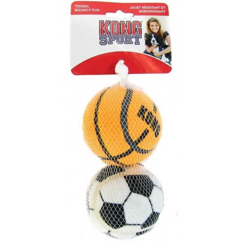 Sport balls απο την Kong συνδυάζει το κλασικό παιχνίδι σκύλων το πετάτε και το κυνηγά ο σκύλος. Για ενθουσιώδεις και αθλητικούς σκύλους.  Μεγέθη: Large Συσκευασία με 2 τεμάχια 